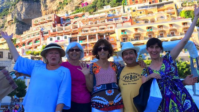 Smiling and waving from beautiful Positano on the Amalfi Coast. 